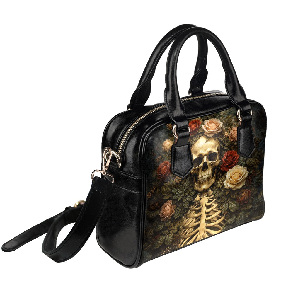 Skeleton Flowers Shoulder Handbag