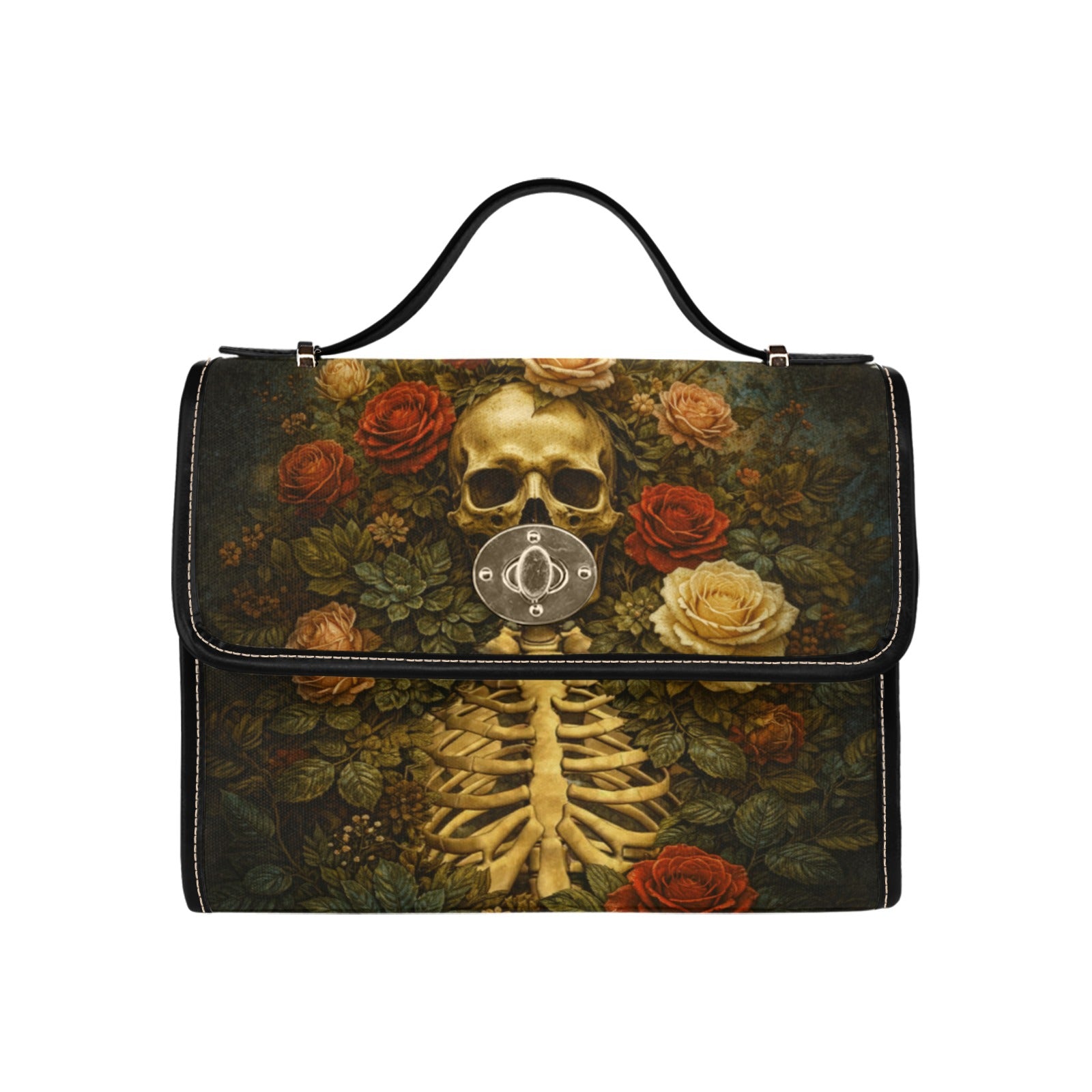 Skeleton Flowers Canvas Bag