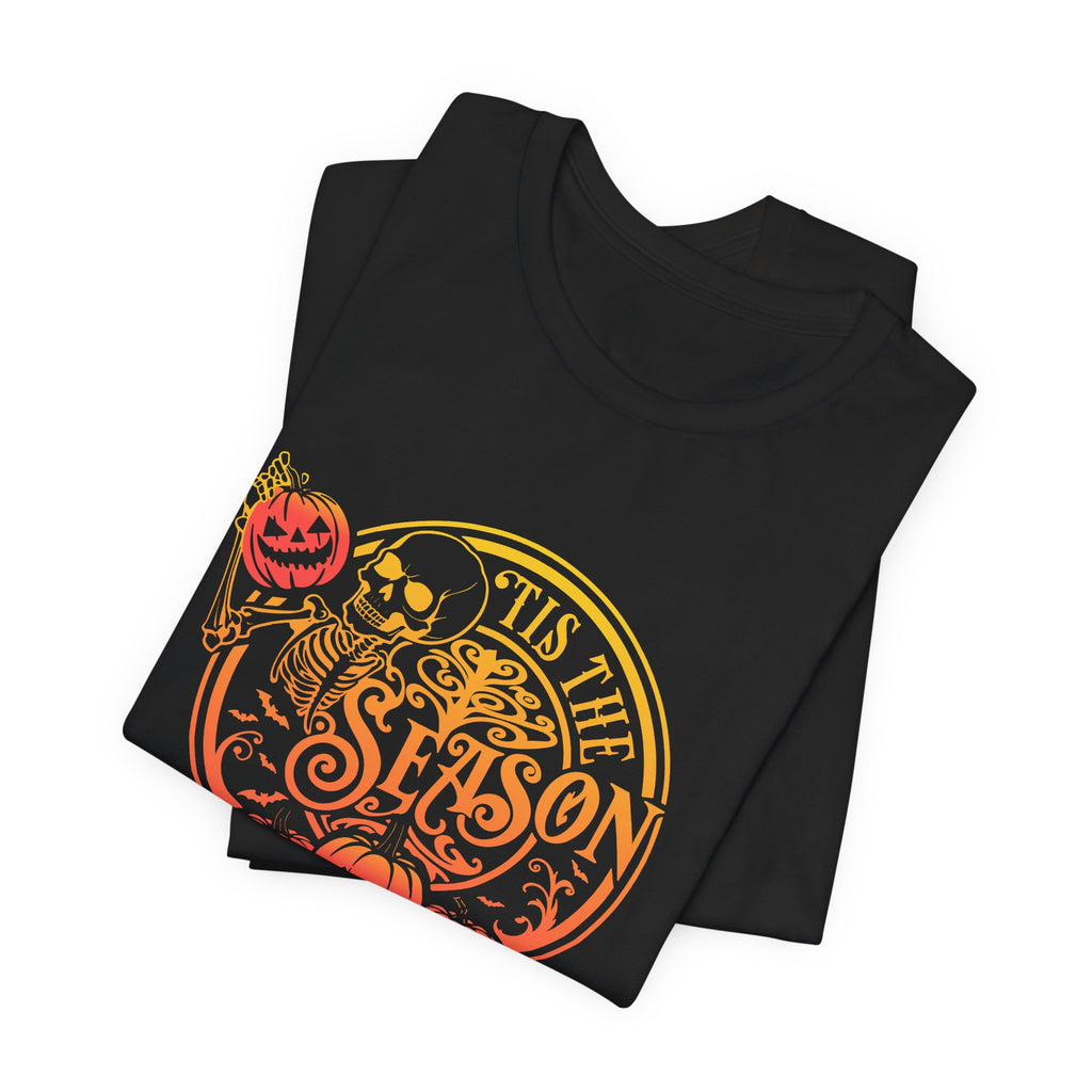 Halloween 'Tis The Season' T-Shirt  Pumpkin & Skull Fall Graphic Tee