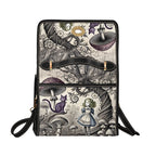 Alice & Cheshire Cat Canvas Bag back view with shoulder strap