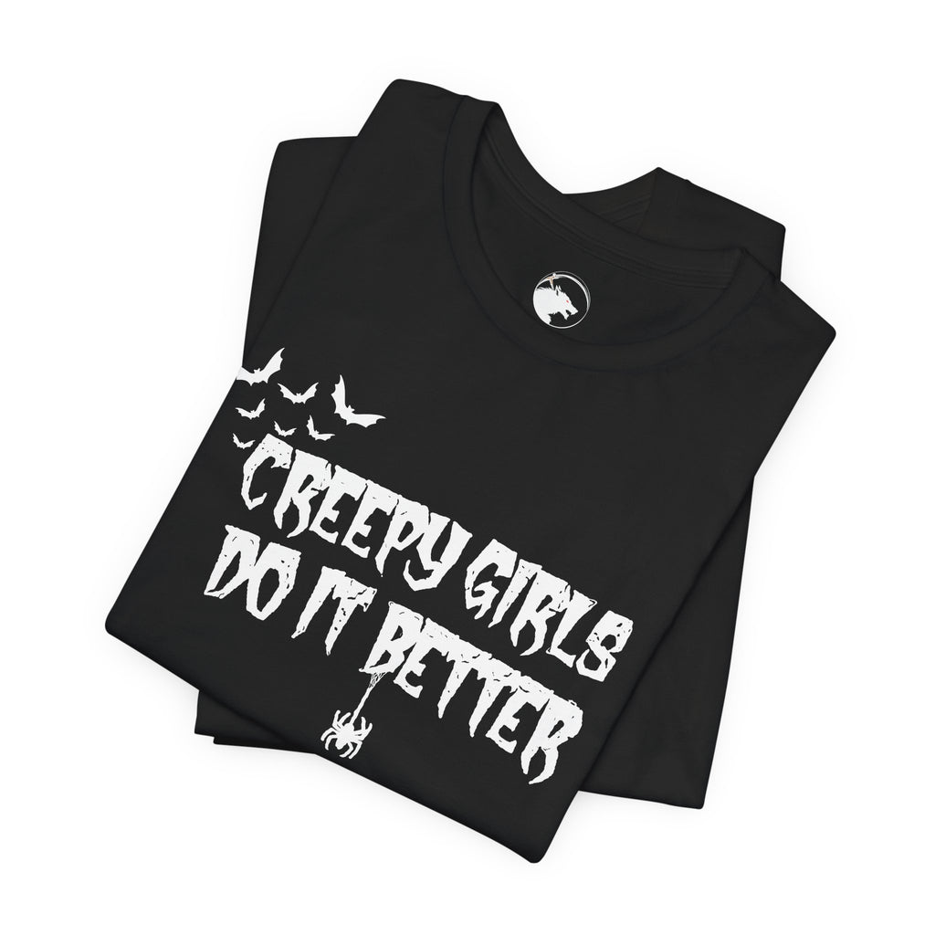 Creepy Girls Do It Better T-Shirt  Gothic Halloween Tee with Bats & Spider
