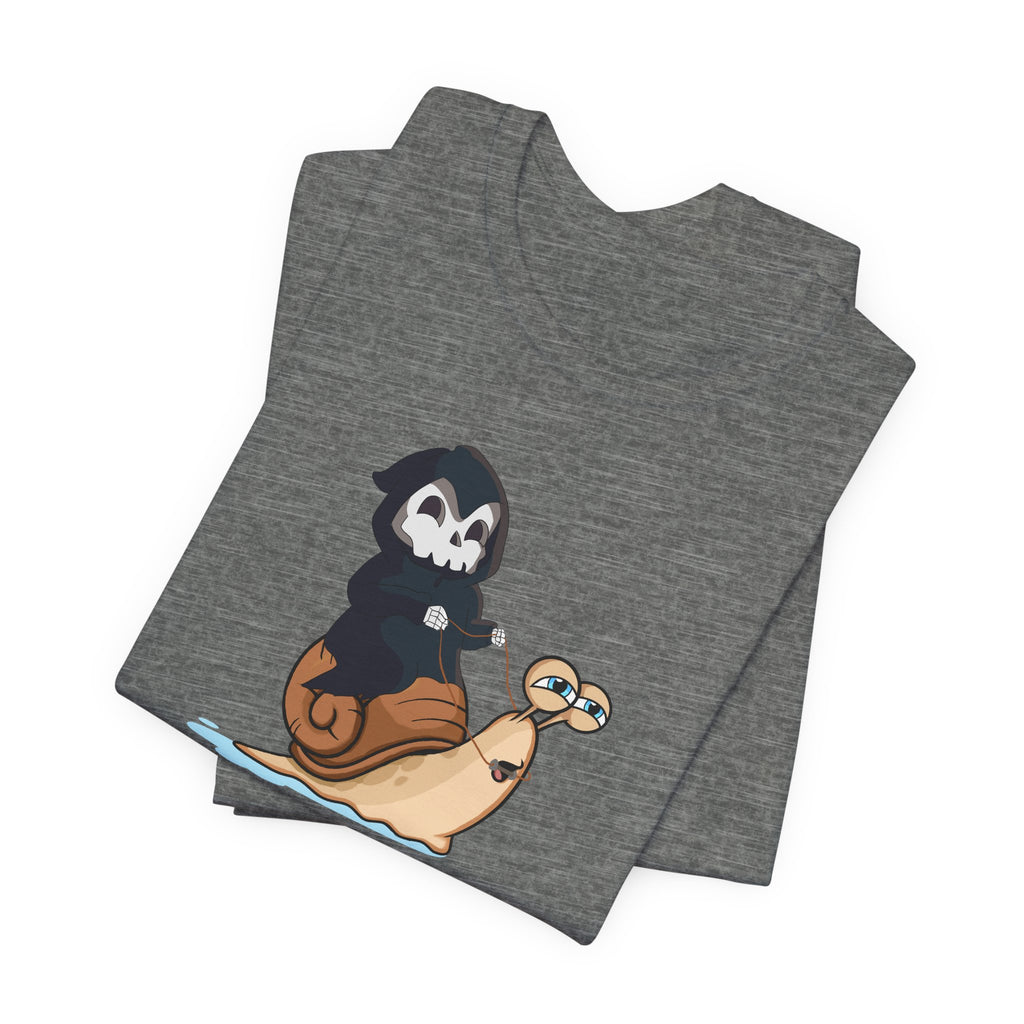 Slow Death Snail Tee — Cute Grim Reaper Graphic T‑Shirt