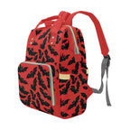 Red Bats Backpack right three-quarter view showing side pocket and front zipper