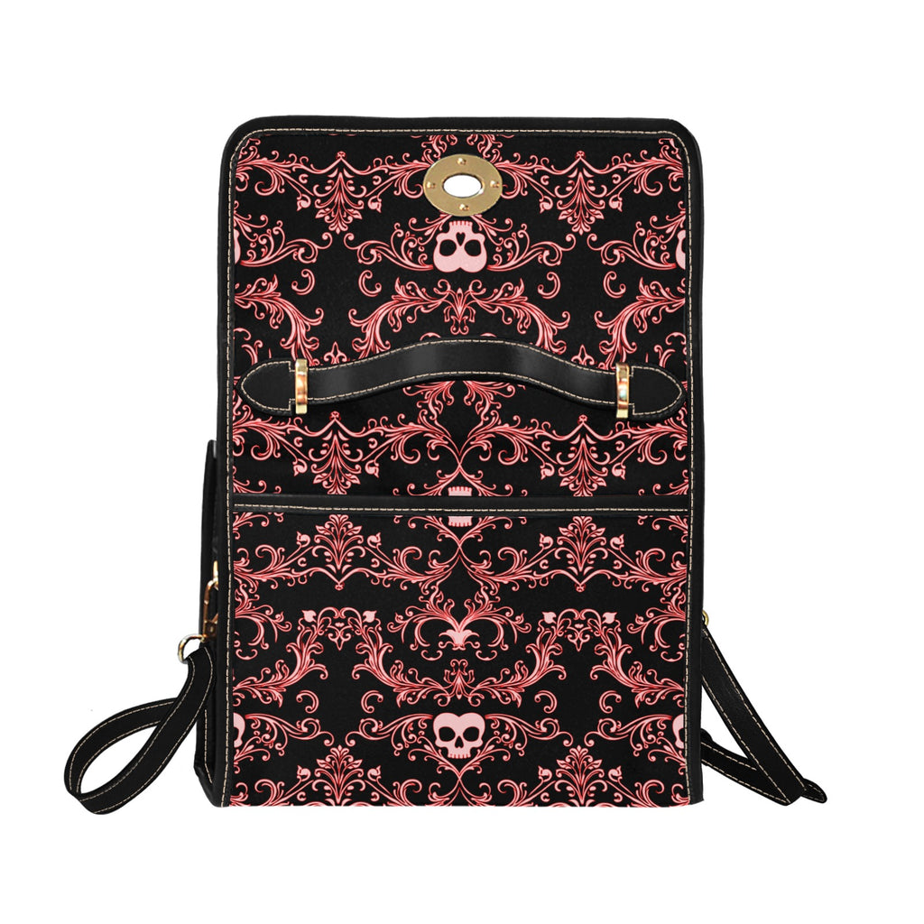 Red Skull Damask Canvas Bag