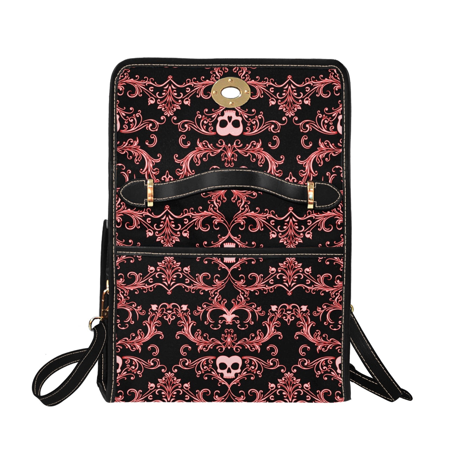 Red Skull Damask Canvas Bag