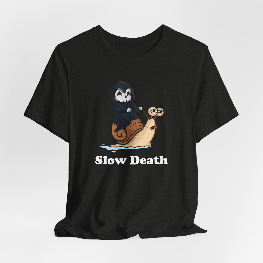 Slow Death Snail Tee — Cute Grim Reaper Graphic T‑Shirt