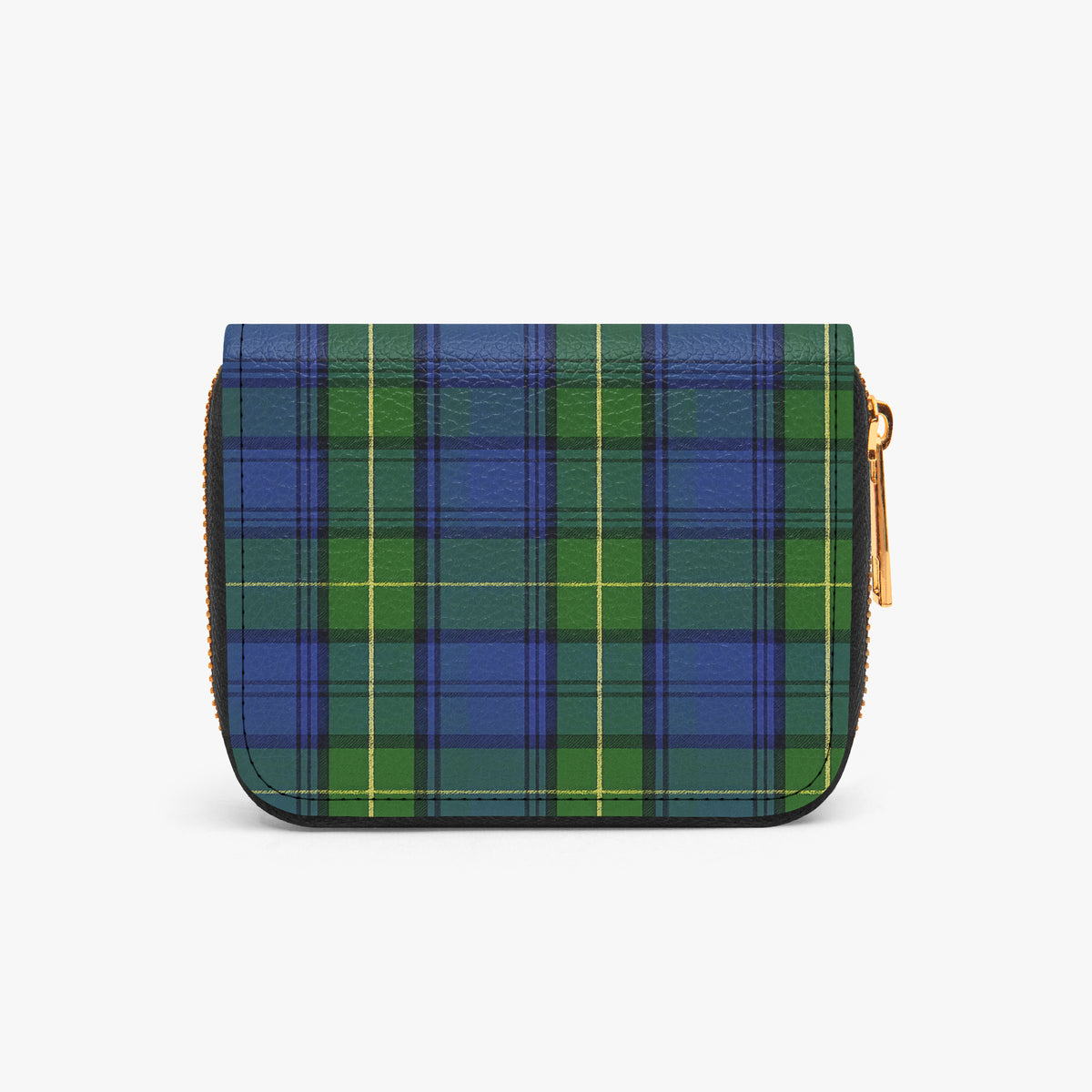 Blue & Green Plaid Bifold Zipper Wallet alternate exterior reverse view