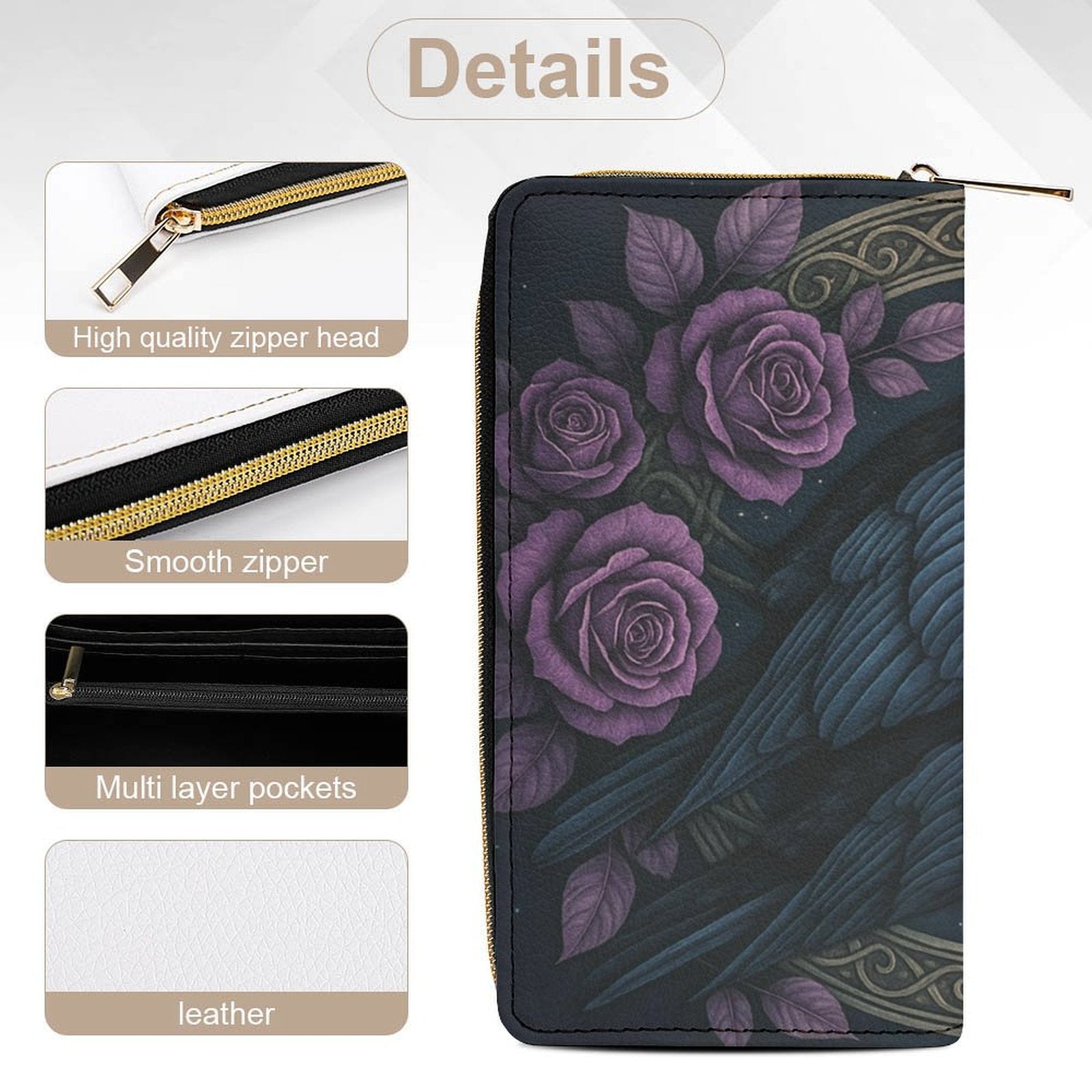 Twin Crows Crescent Leather Wallet