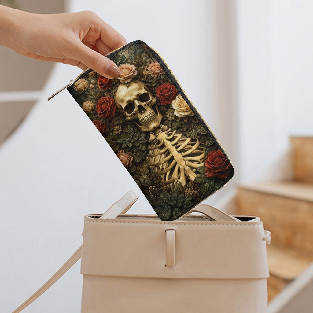 Skeleton Roses Leather Wallet