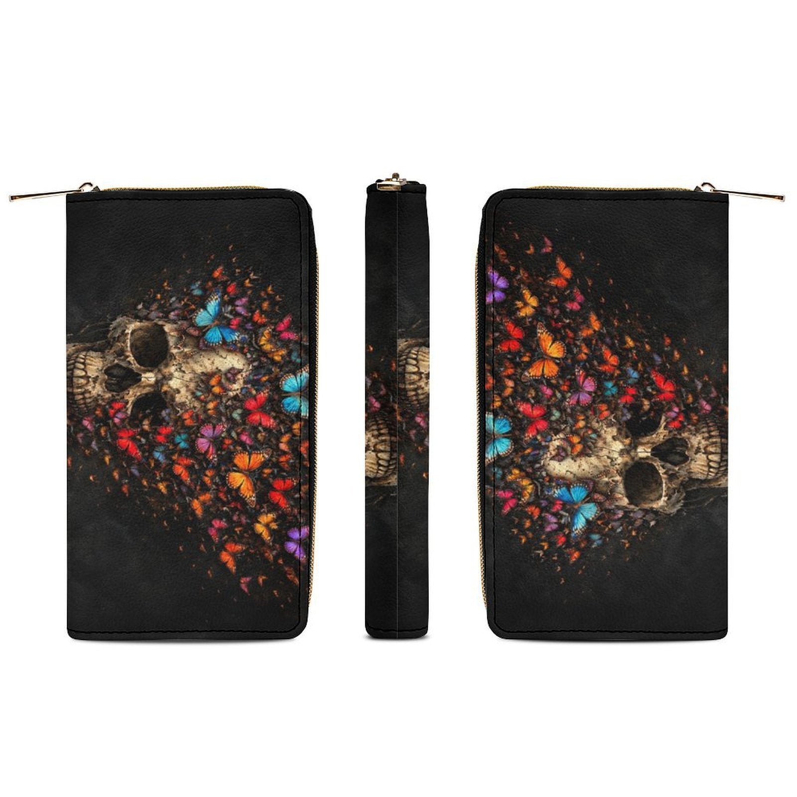 Skull Butterfly Leather Wallet