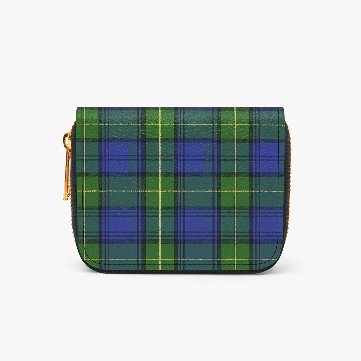 Blue & Green Plaid Bifold Zipper Wallet exterior reverse view