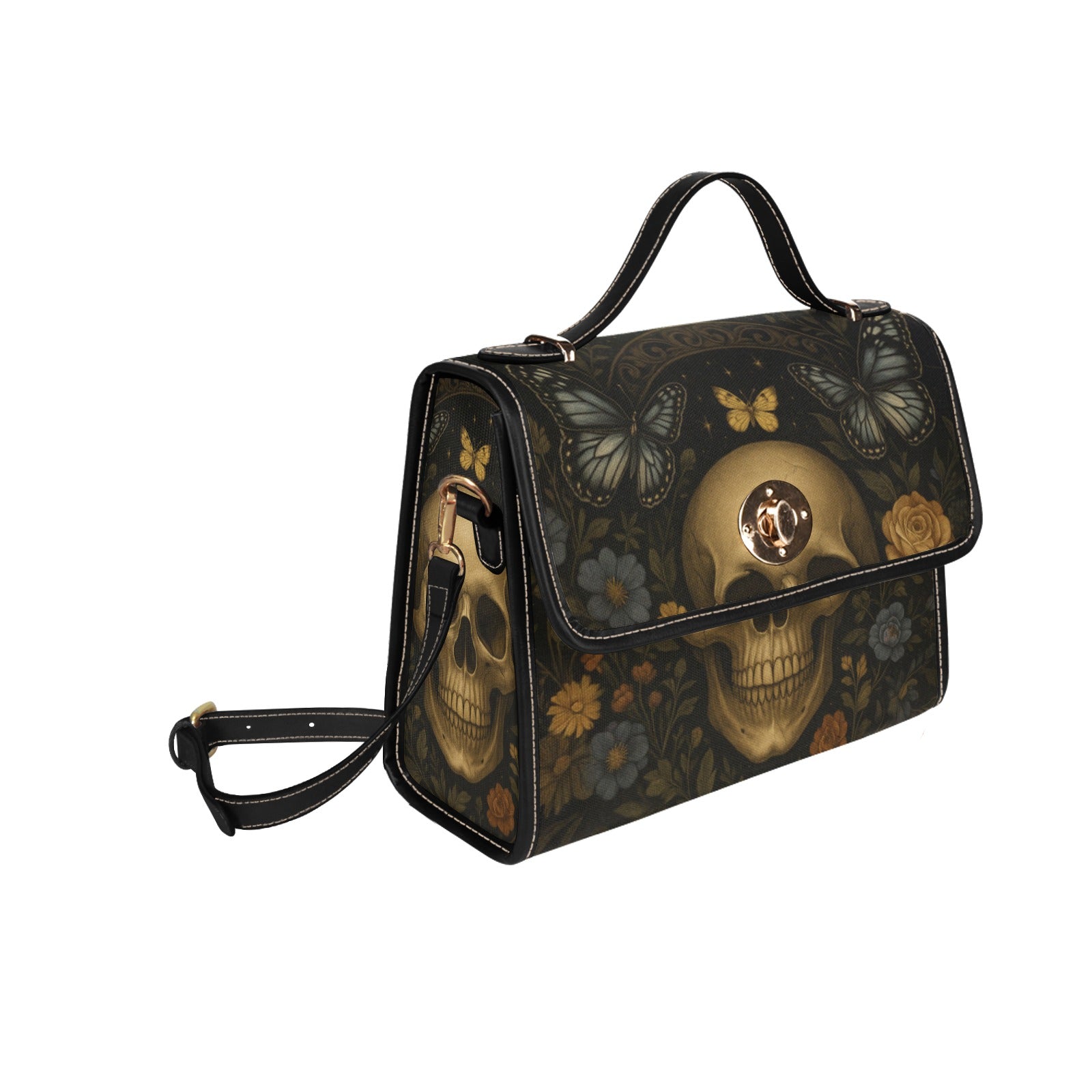 Skull Flowers Canvas Bag
