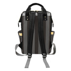 Gray & Black Stripe Backpack back view with padded shoulder straps