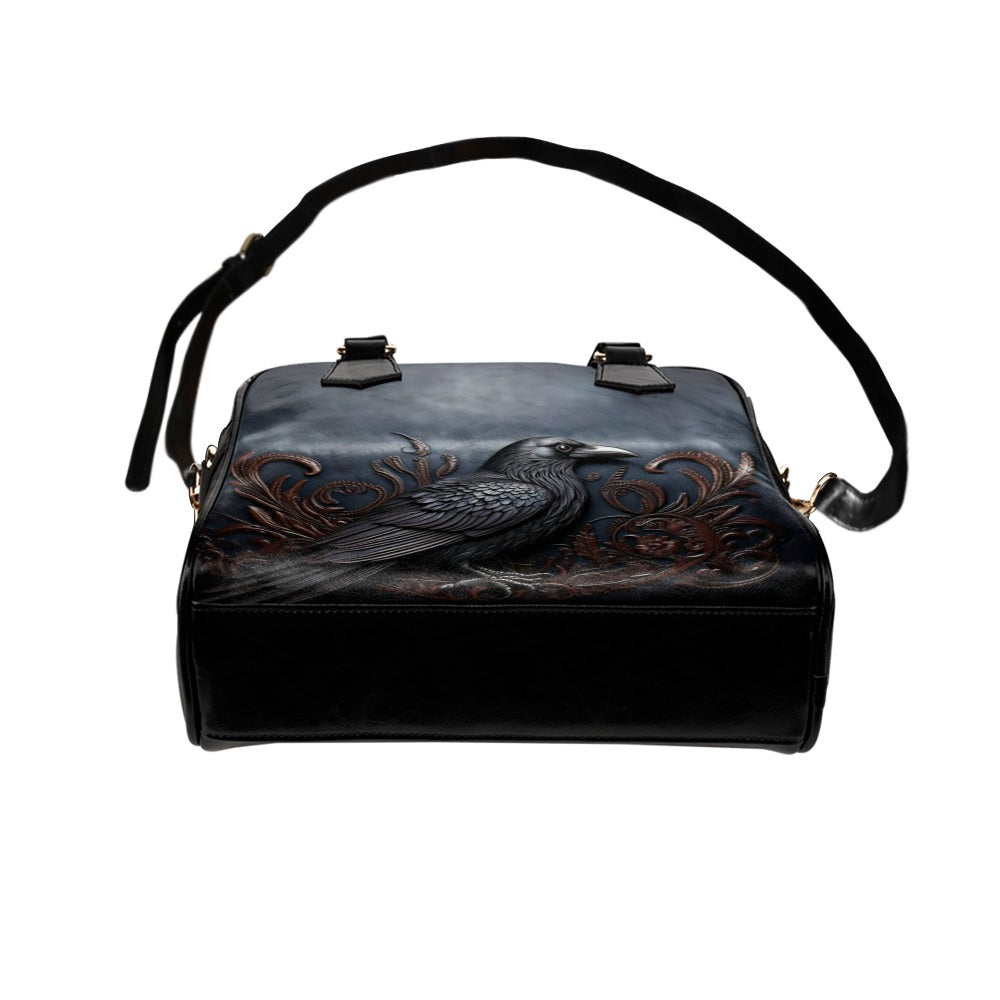 Black Crow Shoulder Handbag