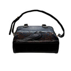Black Crow Shoulder Handbag bottom view with shoulder strap