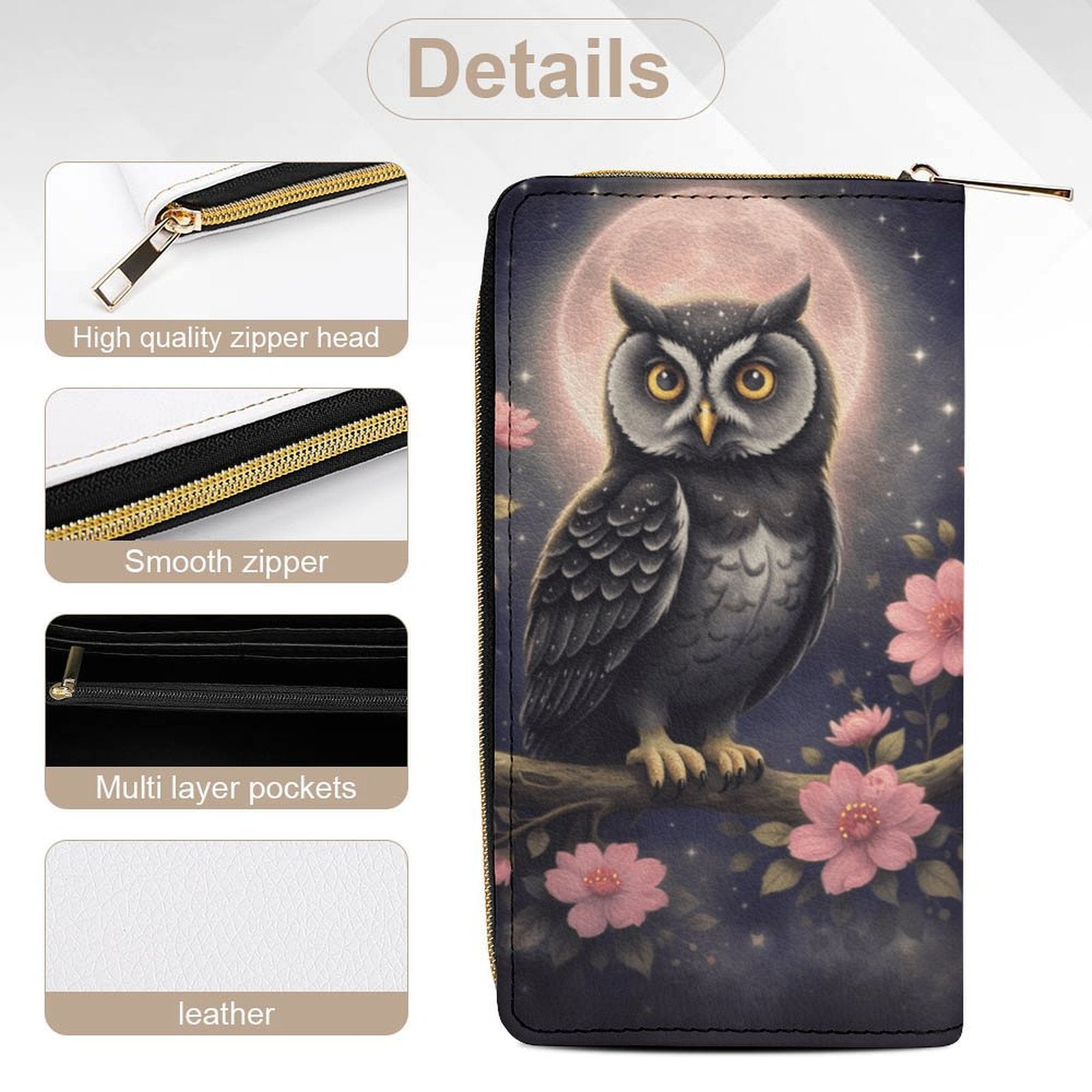 Moonlit Owl Leather Wallet