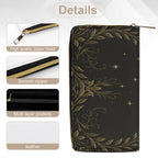 Golden Moon Phase Wallet zipper and material detail views