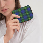 Blue & Green Plaid Bifold Zipper Wallet lifestyle close-up