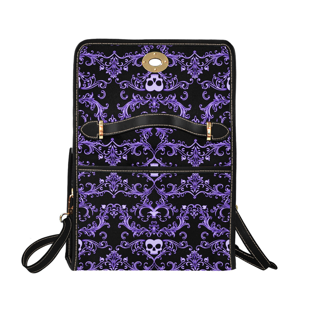 Purple Skull Damask Canvas Bag