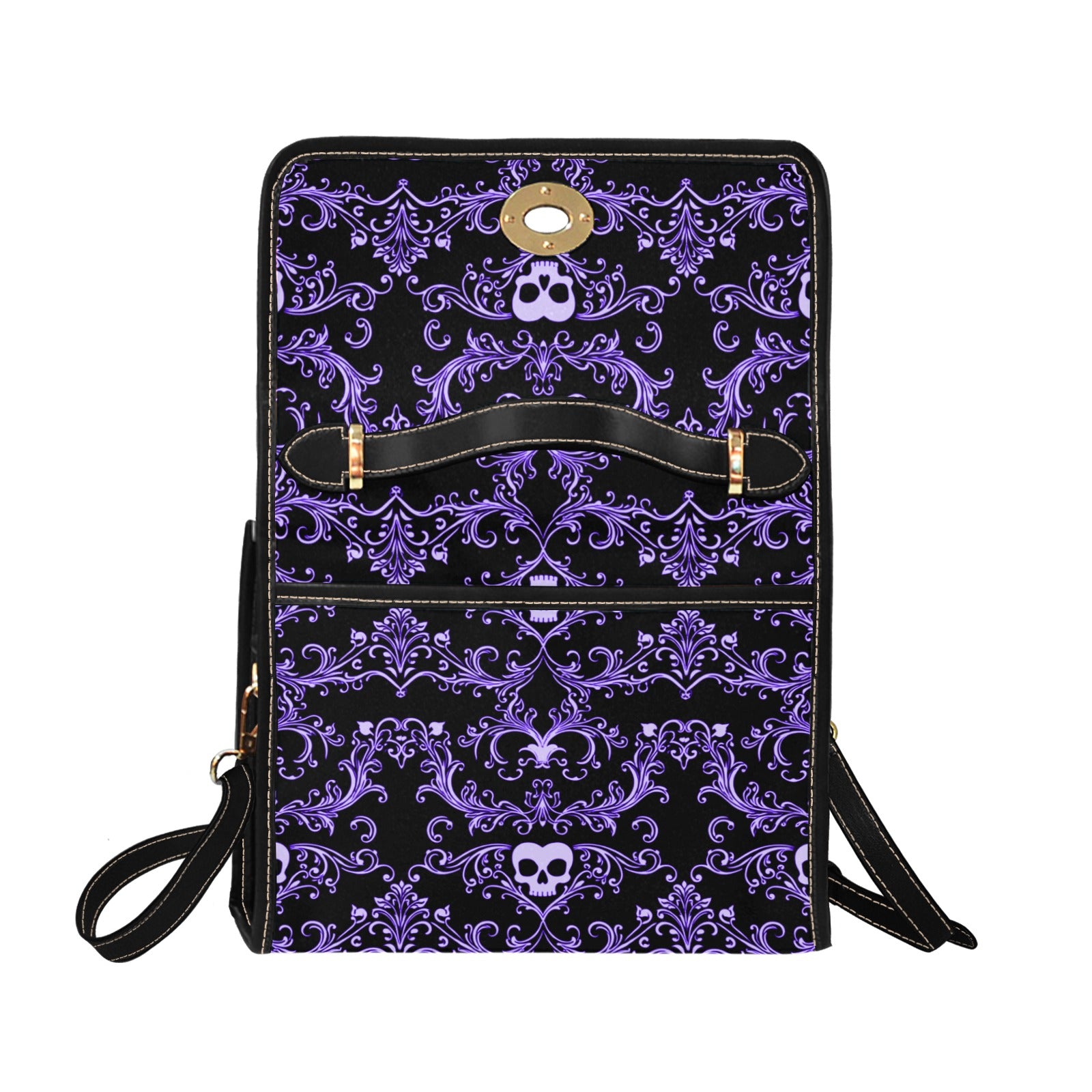 Purple Skull Damask Canvas Bag