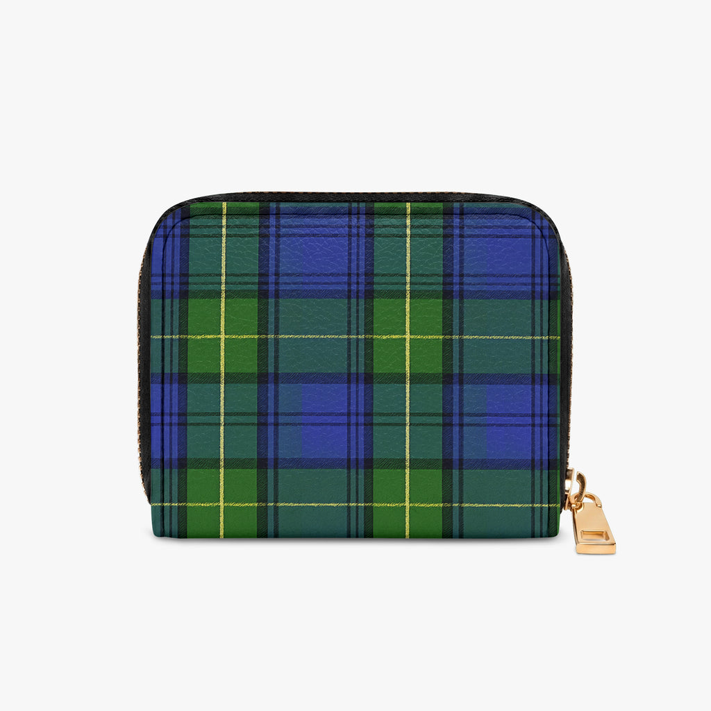 Blue & Green Plaid Bifold Zipper Wallet exterior front view