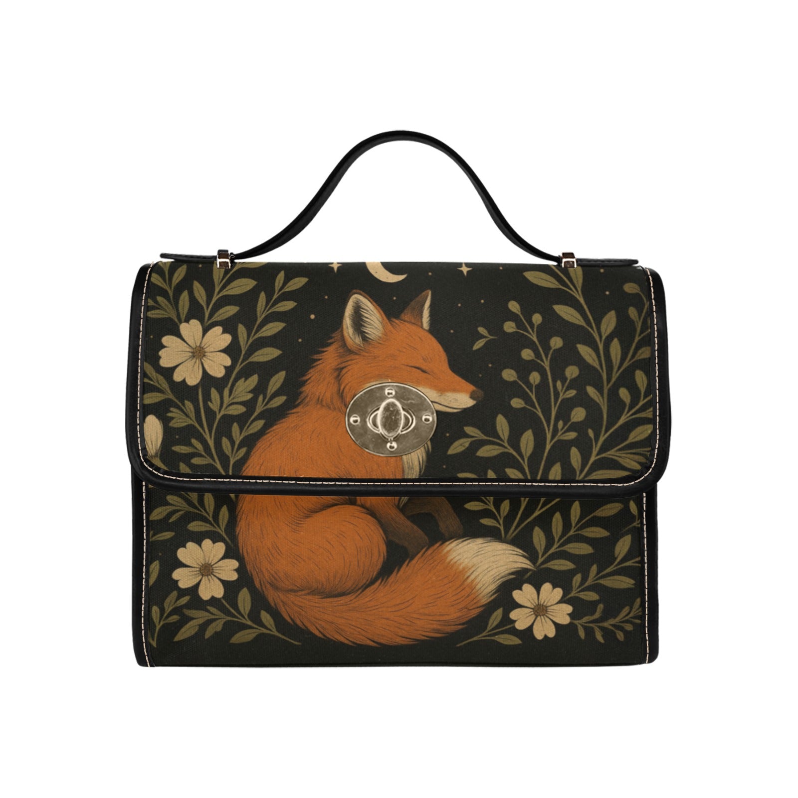 Retro Fox Forest Canvas Bag