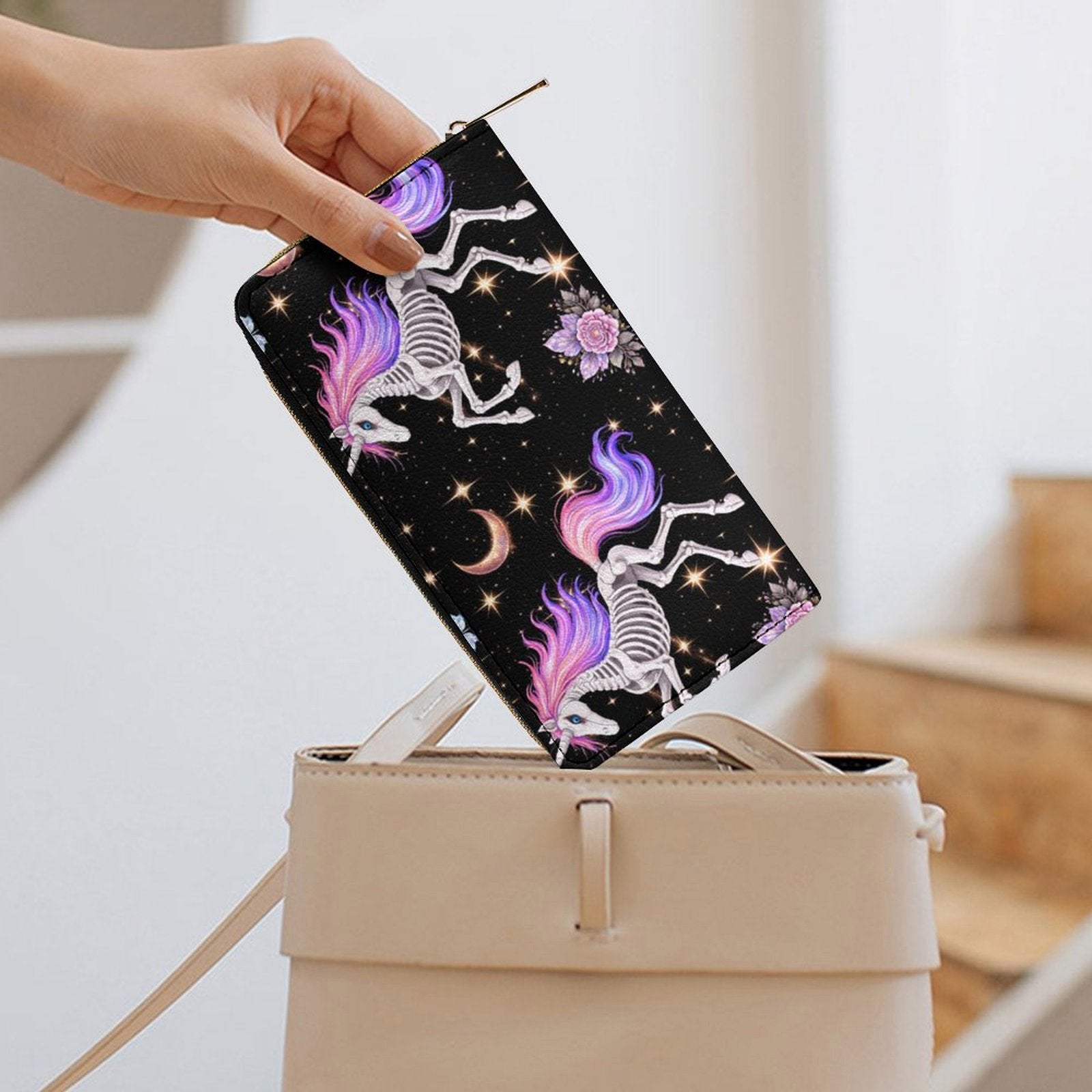 Skeleton Unicorn Leather Wallet