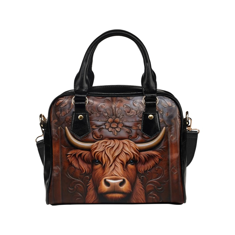 Brown Cow Shoulder Handbag