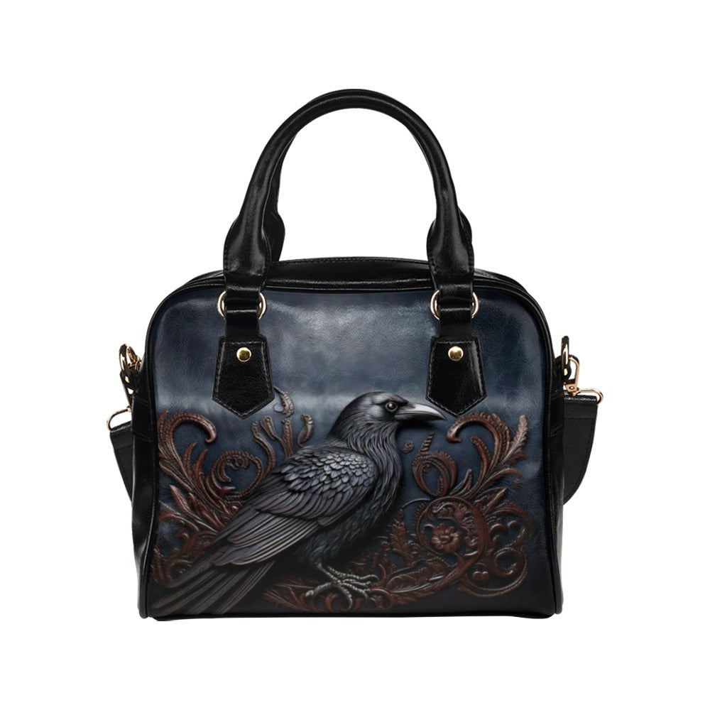 Black Crow Shoulder Handbag