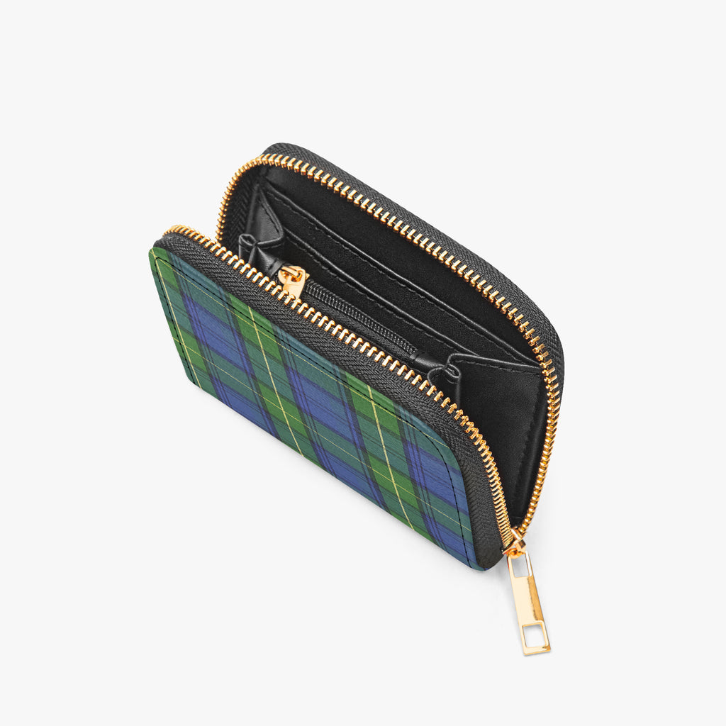 Blue & Green Plaid Bifold Zipper Wallet open interior view