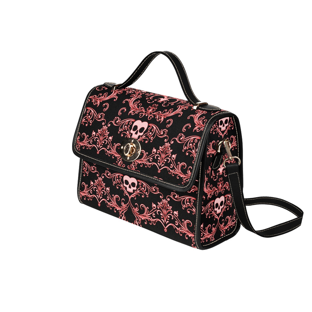 Red Skull Damask Canvas Bag