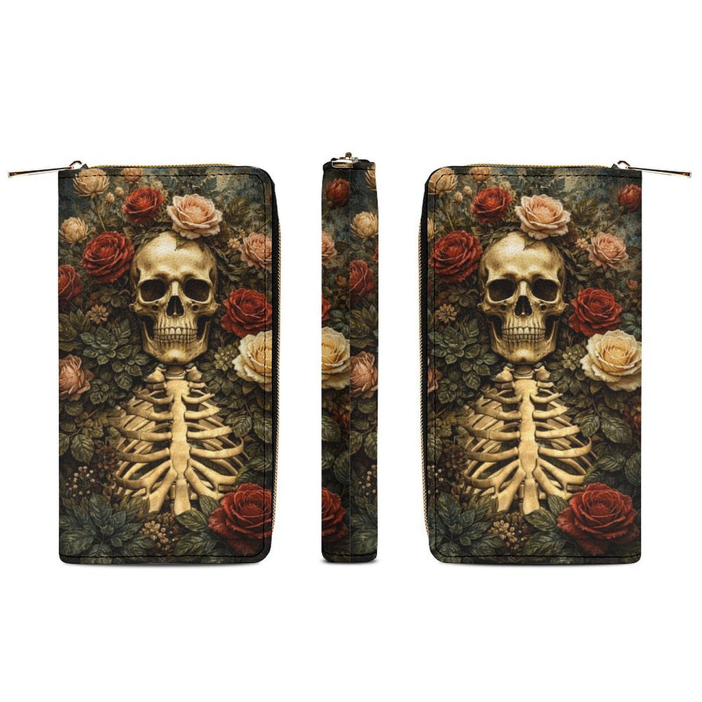 Skeleton Roses Leather Wallet