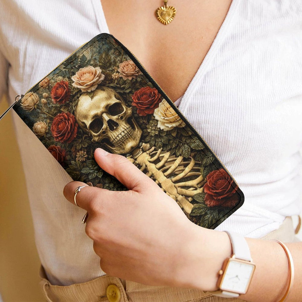 Skeleton Roses Leather Wallet