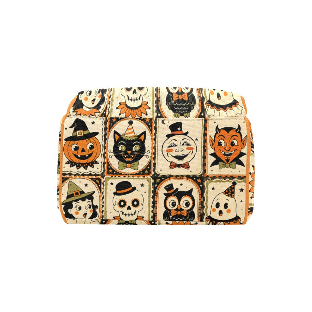 Vintage Halloween Backpack bottom view of the patterned backpack