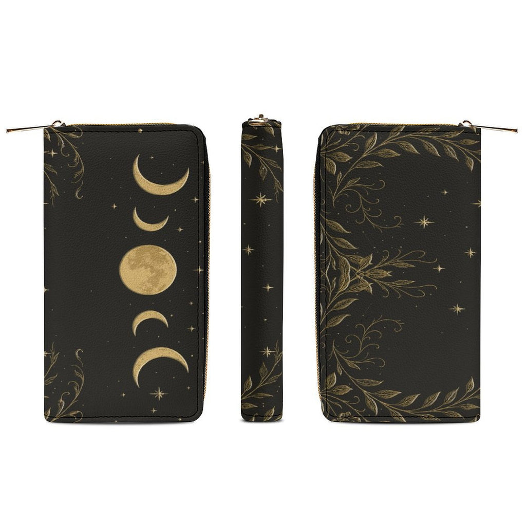 Golden Moon Phase Leather Wallet