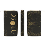 Golden Moon Phase Wallet front spine and back views