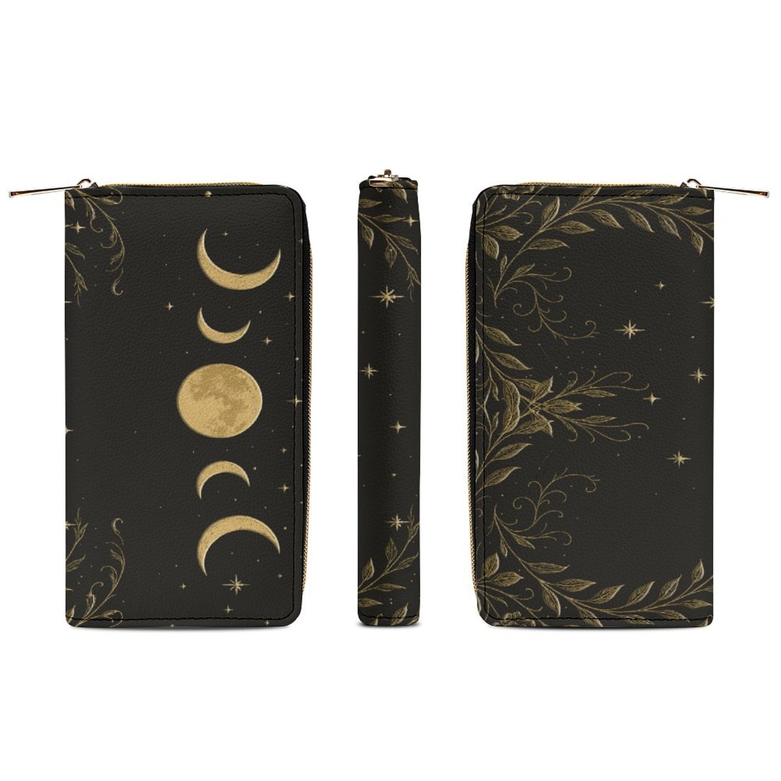 Golden Moon Phase Leather Wallet