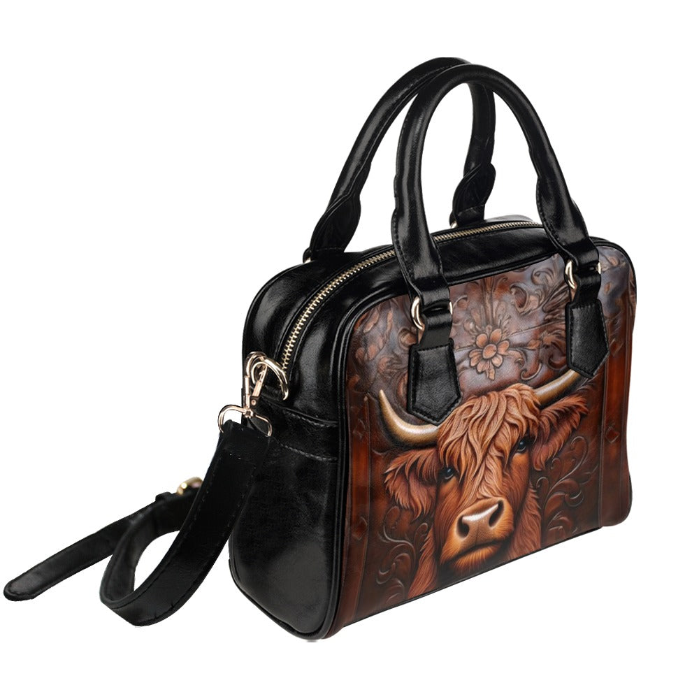 Brown Cow Shoulder Handbag