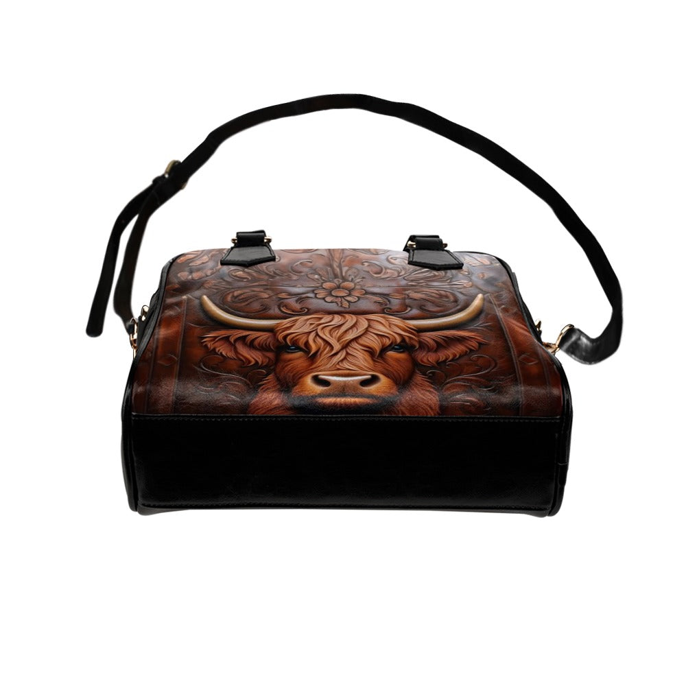 Brown Cow Shoulder Handbag