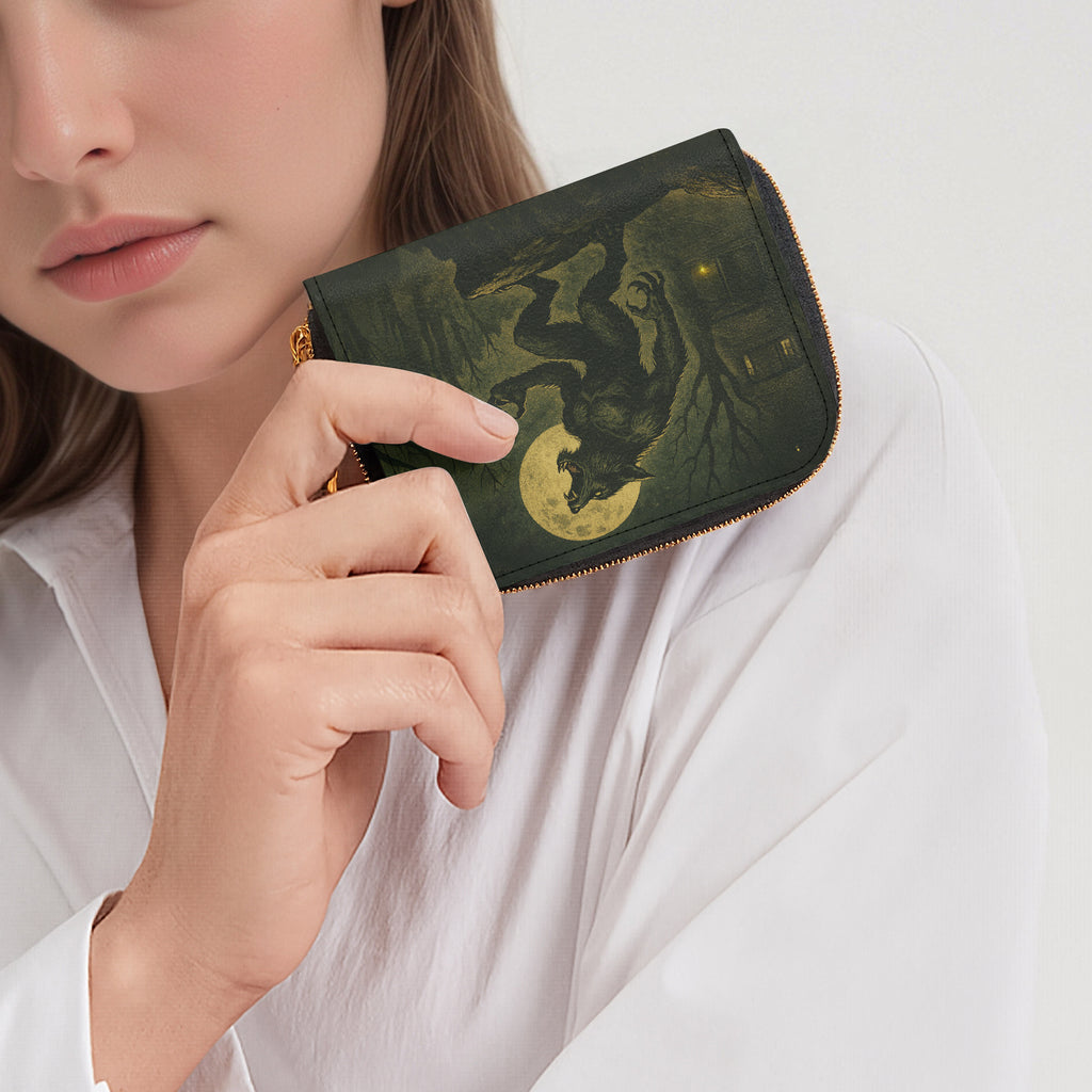 Moonlit Werewolf Bifold Zipper Wallet lifestyle close-up