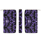 Purple Skull Damask Wallet front spine and back views