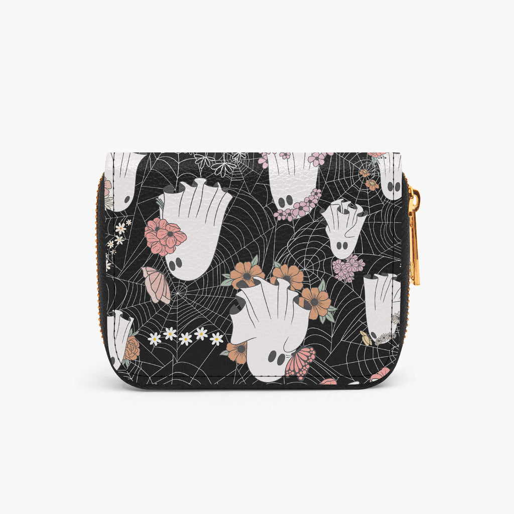 Floral Ghost Web Bifold Zipper Wallet alternate exterior reverse view