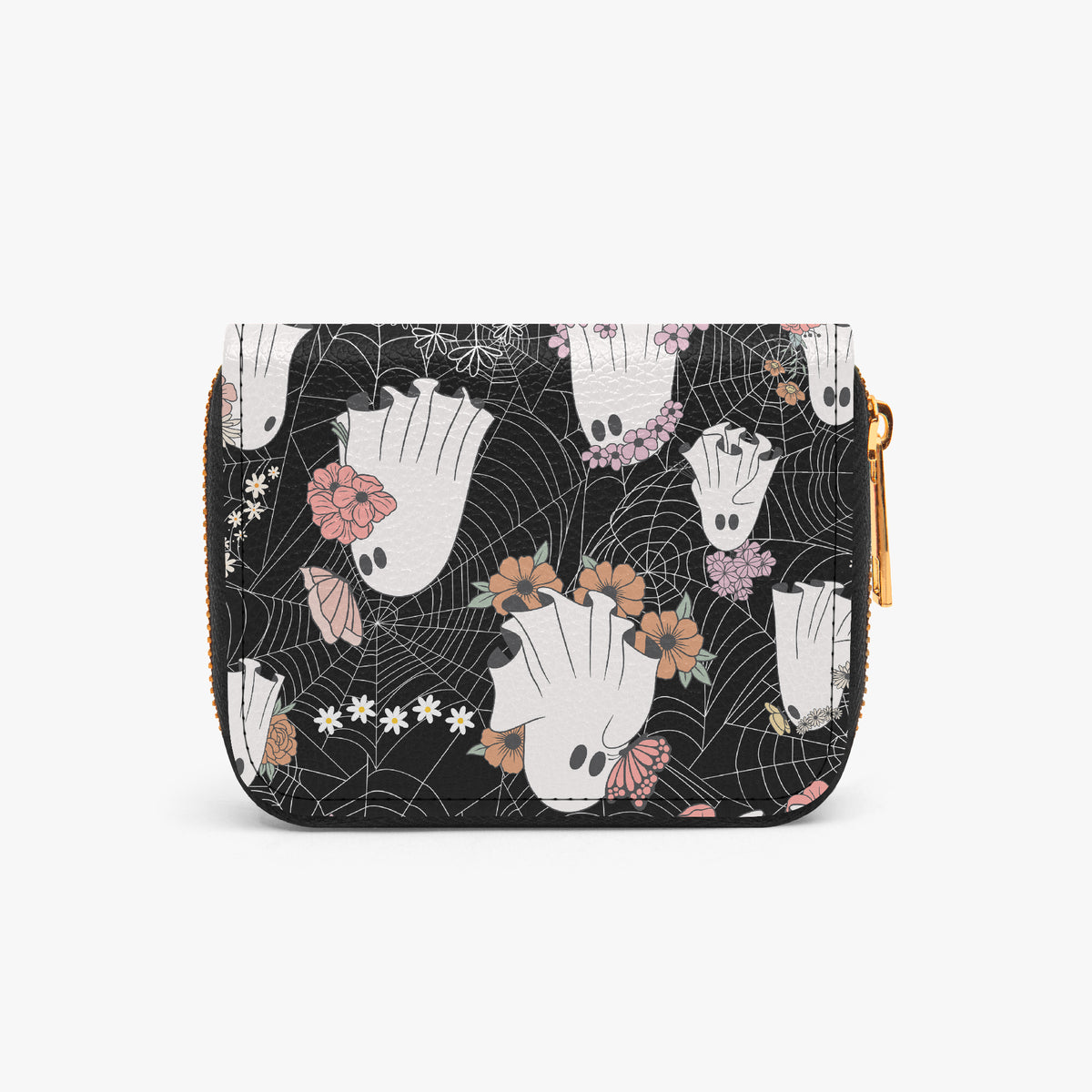Floral Ghost Web Bifold Zipper Wallet alternate exterior reverse view